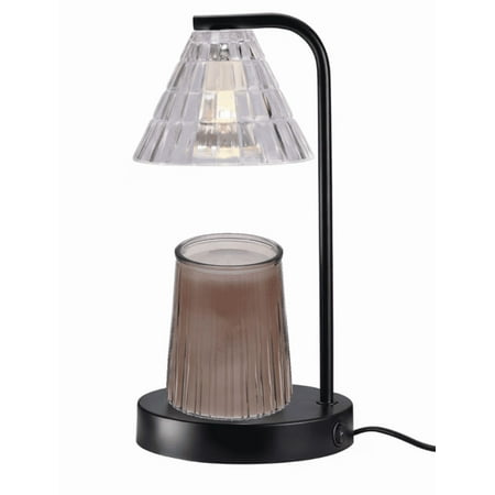 Better Homes & Gardens Candle Warmer Lamp, Glass Shade, Black, Traditional, 10.5 Inch, 1 Count
