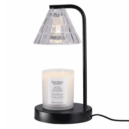 Better Homes & Gardens Candle Warmer Lamp, Glass Shade, Black, Traditional, 10.5 Inch, 1 Count