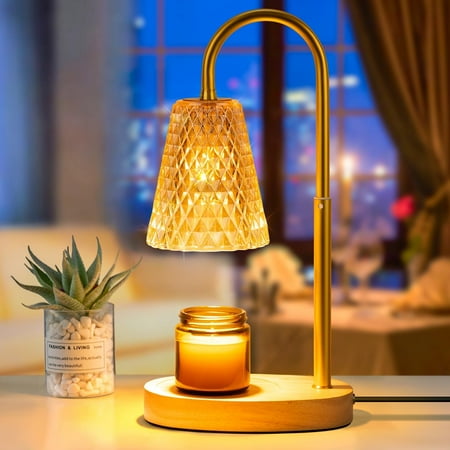 Candles Warmers Lamps with Timer - Electric Candle Wax Warmer Lamp for Jar Candles Burner Dimmable Light No Flame Scented Warming Adjustable Height