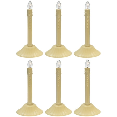 Creative Hobbies Electric Candolier Indoor Christmas Candle Lamp, Ivory Plastic with Clear C7 Light Bulb - Pack of 6