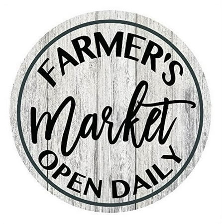 Farmers Market Open Daily Farmhouse Rustic Metal Kitchen Home Decor Wall Sign - 11.75"