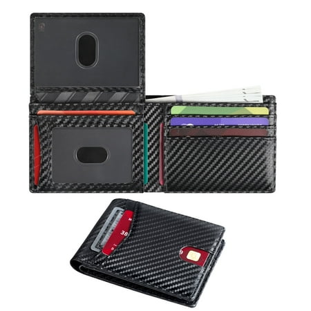 Fianmy Wallet for Men, Slim Leather Rfid Blocking Mens Wallet, Minimalist Credit Card Holder with 2 ID Window