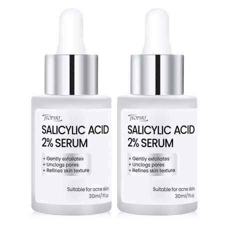 Jtopyrt 2% Salicylic Acid Serum Set For Acne and Blackhead - Gentle Exfoliating Serum for Blemish 2 PC