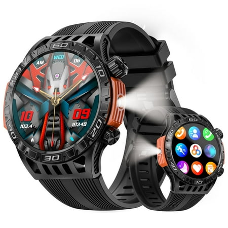 LOKMAT Zeus 6 Pro Smart Watch For Android and Iphone, IP68 Waterproof 100 Sports Modes 1.46 inch Screen, Fitness Tracker, Outdoor Sports, BT Call Function (Answer/Make Calls)