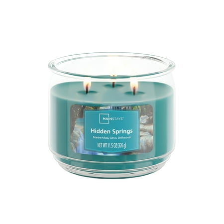 Mainstays 3-Wick Scented Glass Jar Candle, Hidden Springs, 11.5oz.