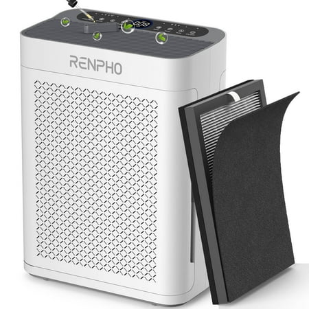 RENPHO Air Purifier for Large Room up to 3000 Sq.ft, HEPA Air Purifier with Double Washable Filter and Air Quality Sensor, Smart Air Cleaner for Allergies and Asthma, Pet Hair, Dust, Pollen, Smoke