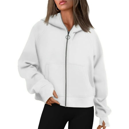 Savings Clearance Half Zip Sweatshirt Women Cropped Oversized Fleece Pullover Zipped Thumb Hole Cute Sweatshirts with Pockets