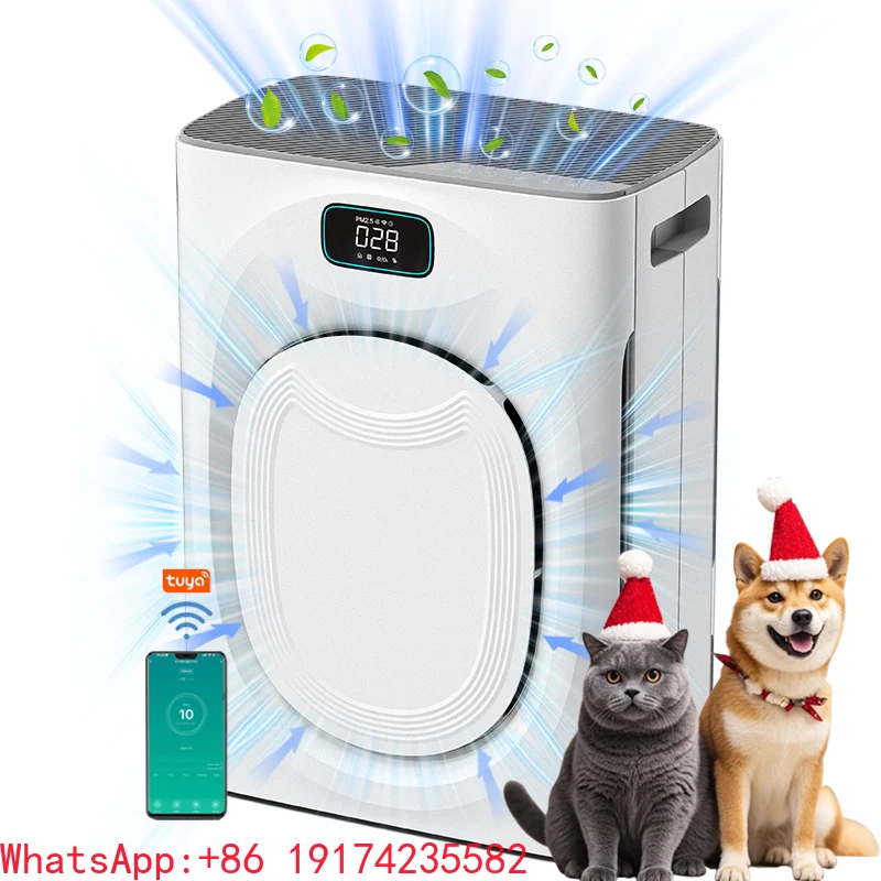Smart Air Purifying Machine For Home Large Room Washable H13 HEPA Filter Pet Air Purifier For Hair Dander Double-Sided Air Inlet
