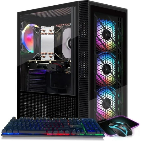 STGAubron Gaming Desktop PC, Intel Xeon E5, 16G DDR4, 512G SSD, RX 550 4G, RGB FAN*4, WIFI, BT 5.0, W11H64