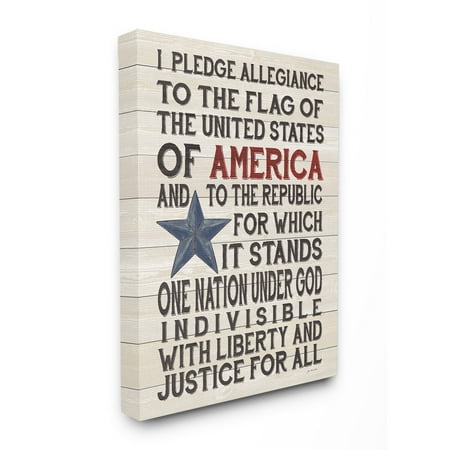 The Stupell Home Decor Pledge of Allegiance Stars and Stripes Americana Rustic Wood Look Sign