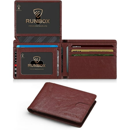 Wallet for Men Slim Rfid Leather 2 ID Window With Gift Box