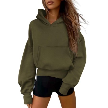 Women's 2025 Fall Hooded Sweatshirts Long Sleeve Half Zip Cropped Hoodies Pullover Winter Fashion Clothes