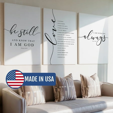3pcs Christian Bible Verses Psalm 46:10 Decorative Painting, Canvas 8x12inch Unframe, Waterproof Wall Art for Home Decor-Made in USA