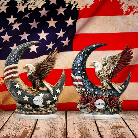 4th of July Accessories under $5! kkbbma Acrylic American Eagle Desk Figurine Eagles and Moon Statue for Party Decor for Festive Home, Office Display