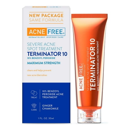AcneFree Terminator 10 Acne Spot Treatment Cream with 10% Benzoyl Peroxide, 1 fl oz