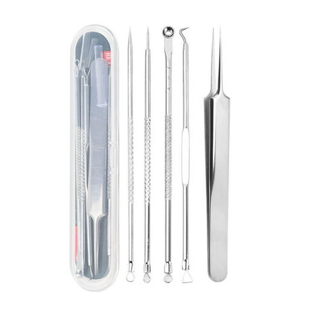 Acne Pimple Popper Tool Kit 5PC Stainless Steel Blackhead Remover Comedone Extractor Safe Sanitary Skin Care