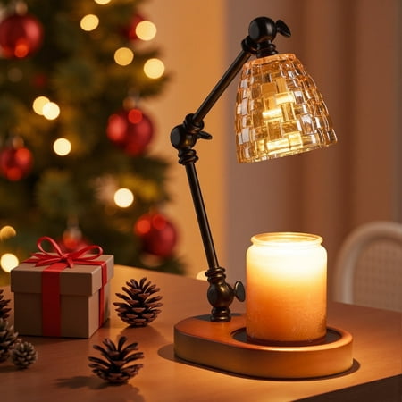 Candle Warmer Lamp, Adjustable Timer/Dimmer, Height-Adjustable Ambiance Light, Universal Jar Candle Compatibility, Wax Melt Lights for Home Decor(2*50W Bulbs)
