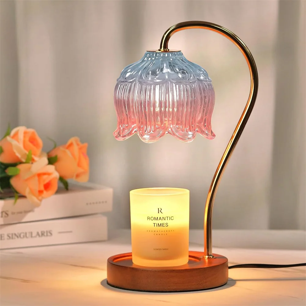 Candle Warmer Lamp Petal Shape Retro Lamp Candle Tray Home Decoration Aromatherapy Light Night Light Desk Decor Lighting