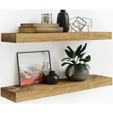 Floating Shelves Rustic Wood Wall Shelf USA Handmade | set of 2 (special walnut, 24" x 5.5")