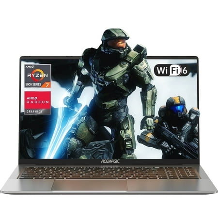 Laptop 16.1 FHD Gaming Laptop, AMD Ryzen 7 5700U, 16GB RAM, 512GB SSD, Windows 11 Pro, Graphite, WiFi 6, Backlit KB, Gray