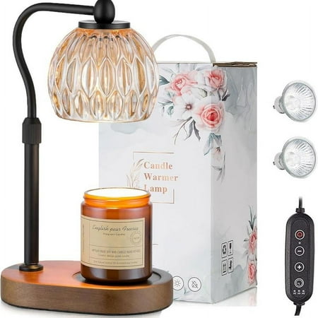 Lily of the Valley Candle Warmer Lamp,With 2 Bulbs,Height Adjustable with Timer,Unique Glass Flower Lamp for Home & Bedroom Decor,Ideal Gift for Birthday/Mother's Day,Halloween gifts,Christmas gifts