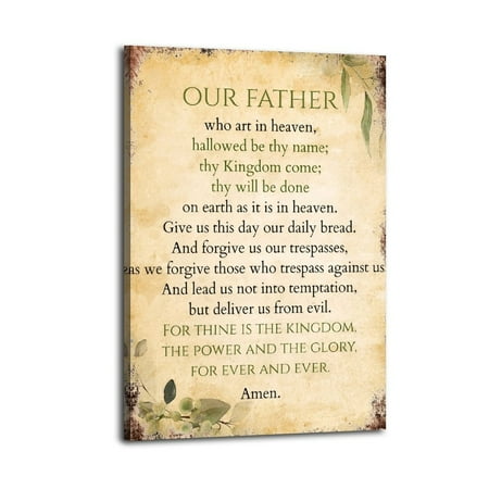 Lord's Prayer Wall Art Our Father Prayer Print Poster Great Wall Art for Home Decor, Made in USA,fathers Day Posters for Room, Office Or Living Room