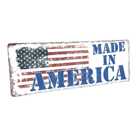 Made in America 4"x12" Metal Sign, Wall Décor for Home and Office