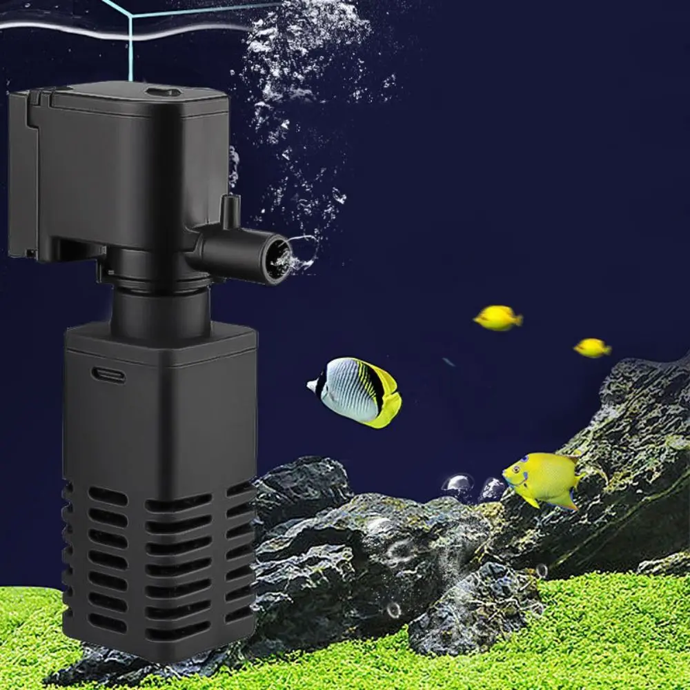 Plastic 3 in 1 Fish Tank Filter 4/6/12/20/30W Increase Air Oxygen Aquarium Filter with Inner Sponge Filtration Water Purifier