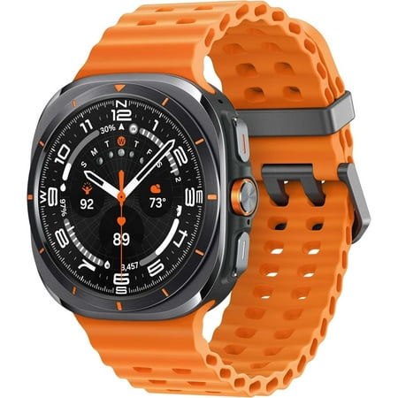 Samsung Watch 7 Ultra 2025 LTE Ai 47mm SM-L705F Latino Version Tmobile Mint Tello & Global, Rate Tracking, Sleep Fitness Tracker, GPS Titanium Gray/Orange Band SM-L705FZA1GTO