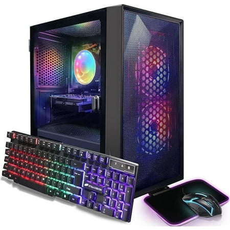 STGAubron Gaming Desktop PC, Intel Core I5 up to 3.7Ghz, Radeon RX 550 4G Graphics, 16G Ram, 512G SSD, Wifi, BT 5.0, RGB Fan x 2, Win 11 Home