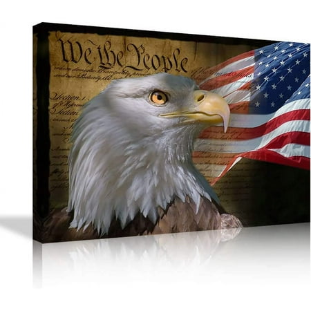 VELVET Vtage Eagle Canvas Wall Art US USA American Flag Prts Artwork Wall Decor Home Picture for Bedroom Livg Room Flag Th Red Le Patgs Posters Ready to Hang 14x11inch Framed