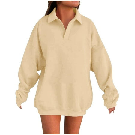 Women Half Zip Oversized Sweatshirts Long Sleeve Fleece Trendy Cropped Pullover Workout Warm Tops With Pockets