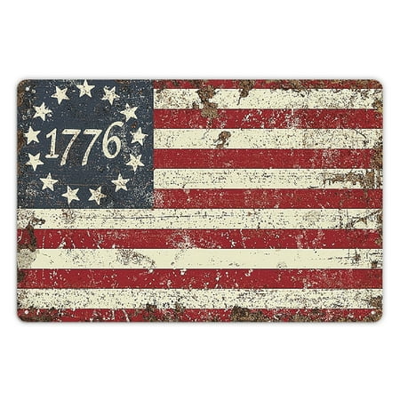 1pc Americana Style Vintage 13-Star American Flag Metal Sign - Rustic Iron Wall Hanging Plaque for Independence Day, Patriotic Fourth of July Decor, Suitable for Bedroom, Home, Garden, Porch, Garage