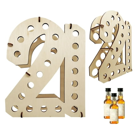 21st Birthday Mini Liquor Bottle Display Shelf by Lumber Reveal USA | Décor & Gifts for Him or Her