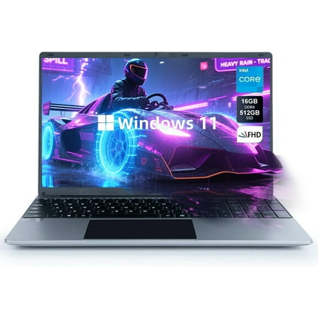 AEEZO 15.6 inch Laptop, 16GB RAM 512GB ROM, Intel Celeron Quad-Core ,N5095,1080P FHD, 38000mWh Battery, Windows 11 Laptop Computers Support WiFi, Bluetooth, Type-C, TF Card