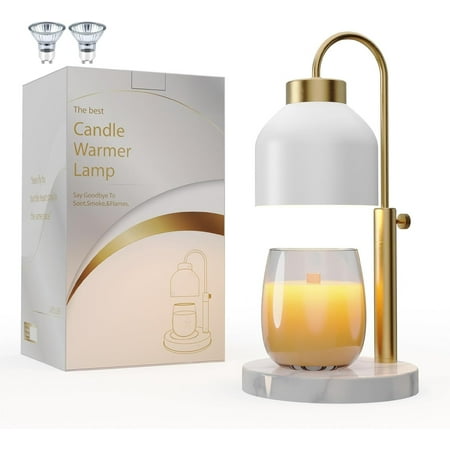 Candle Warmer Lamp, with 2 Bulbs,Timer & Dimmer,Compatible with Large Yankee Candle Jars,3 Wick Candles,Height Adjustable Electric Top Candle Melter,White,110-120v,Mother's Day Gifts