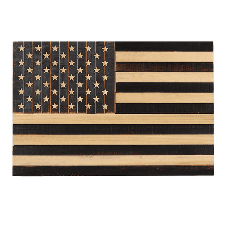 CONSDAN Wooden American Flag Wall Decor, Handcrafted Wall Art, USA Grown Hardwood, Rustic Wood Wall Flags, American Flag Wall Art, American Flag Decor | Regular Color, 24"x16"