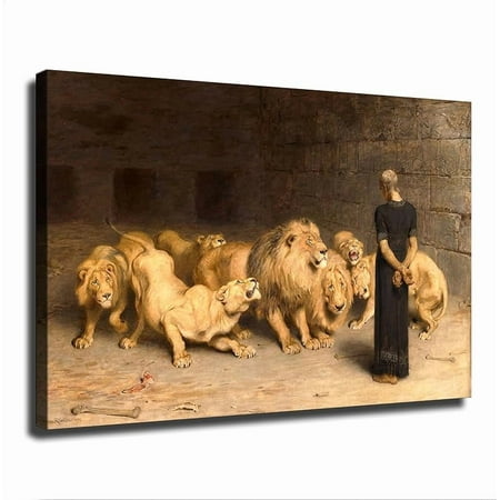 Daniel in The Lions Den 1872 By Briton Riviere Poster Canvas Print Inspirational Wall Decor Home Decor Art Aesthetic Hanging Painting -Made in the USA