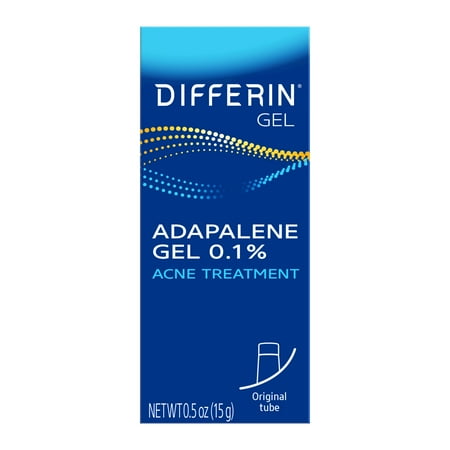 Differin Prescription-Strength Retinoid Acne Treatment Gel for Face with 0.1% Adapalene, Clears & Prevents Acne, Fragrance-Free, 15g Tube
