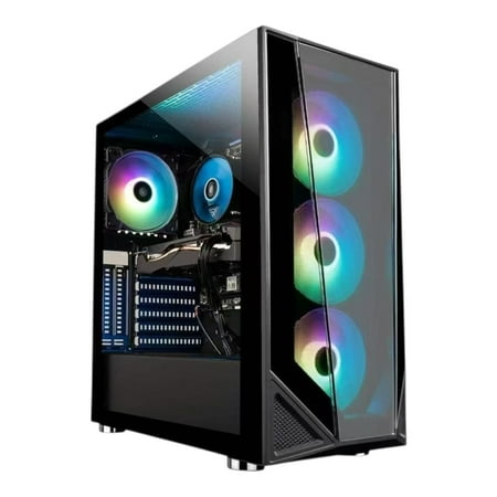 Foxtec Gaming Desktop Computer, Intel Core i7 up to 3.9GHz, 16GB RAM, 512GB SSD, 2GB GPU, RGB Fan, Fast Wifi, Windows 11 Pro