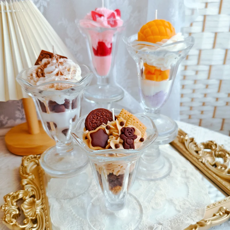 Handmade Soy Wax Scented Candle in Fruit Ice Cream Chocolate Cup Dessert Ornament Fragrance Birthday Gift