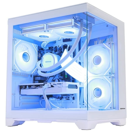 Hoengager Gaming PC -AMD Ryzen 7 5700X 3.4 GHz- GeForce RTX 5060 8GB-32GB DDR4 RAM-1TB M.2 SSD-240 Liquid Cooler -WIFI &Bluetooth -RGB Fans-Windows 11 Pro Desktop Computer-White