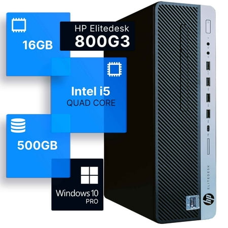 HP EliteDesk 800G3 Desktop Computer | Intel i5-6500 (3.2) | 16GB DDR4 RAM | 500GB SSD Solid State | Windows 10 Professional | Home or Office PC