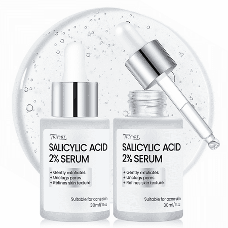 Jtopyrt 2% Salicylic Acid Serum Set For Acne and Blackhead - Gentle Exfoliating Serum for Blemish 2 PC