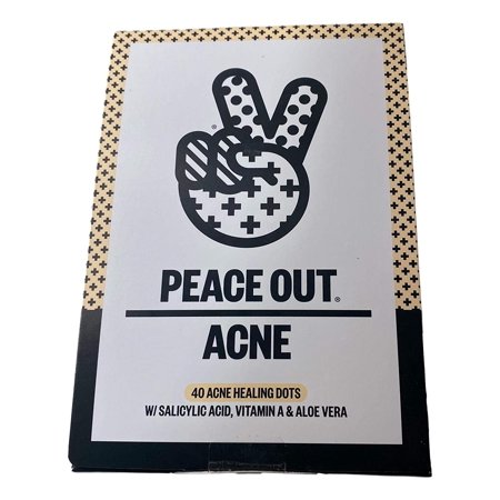Peace Out Acne Dots - 40 Acne Healing Dots - w/ Salicylic Acid, Vitamin A & Aloe Vera w/ Bonus Cute Facial Scrub