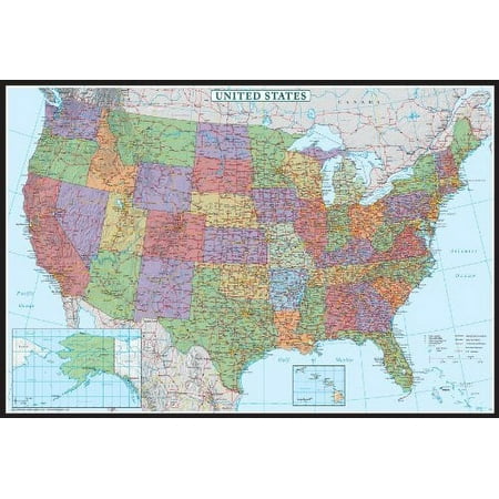 24x36 United States, USA US Decorator Wall Map Poster Mural Laminated