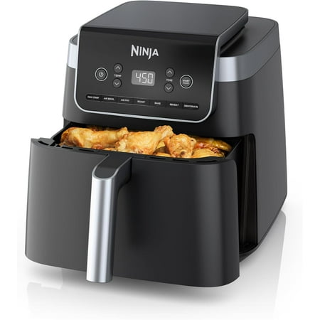 Air Fryer Pro 4-in-1 with 5 QT Capacity, Air Fry, Roast, Reheat, Dehydrate, Air Crisp Technology with 400F for hot, 120 Volts, Nonstick Basket & Crisper Plate, Grey, AF141