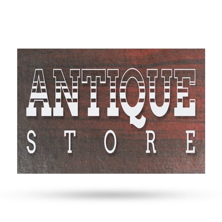 Antique Store Vinyl Decal 24 Inch x 36 Inch Weatherproof Heavy-Duty Adhesive Backing | Vintage Goods, Collectibles, Home Decor Shopping | Made in USA