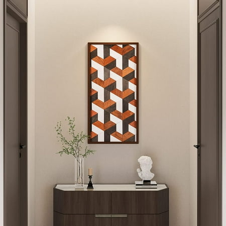 CONSDAN Wood Wall Decor | USA Grown Hardwood, Rustic Wooden Wall Art, Home Decorations for Living Room and Bedroom Aesthetic, Framed and Ready to Hang, Stereoscopic, 36" x 18"