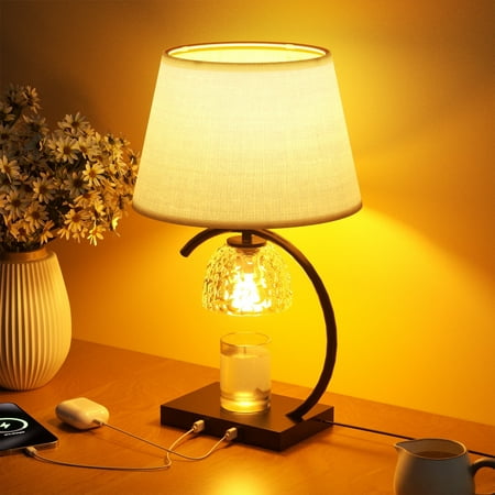 DAYBETTER Candle Warmer Lamp,Dimmable Table Lamp for Bedroom,Gifts Candle Warmer Lamp with Timer for Home Decor House Warming,2*GU10 Bulbs,1*E26 Bulb